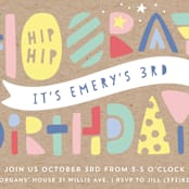 "Colorblock" - Children's Birthday Party Invitations in Kraft by Laura Hankins - Detail