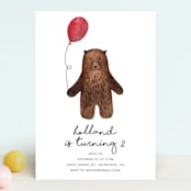 "Bear" - Children's Birthday Party Invitations in Red Candy by Remioni - Front