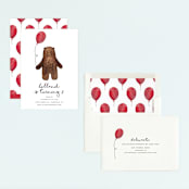 "Bear" - Children's Birthday Party Invitations in Red Candy by Remioni - Assembled