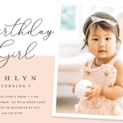 "Modern girl" - Children's Birthday Party Invitations in Blush by Stacey Meacham - Detail