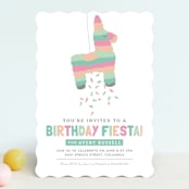 "Pinata" - Children's Birthday Party Invitations in Seafoam by Keen Peachy - Front