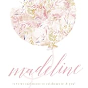 "floral balloon" - Children's Birthday Party Invitations in Bubblegum by Phrosné Barwood - Detail