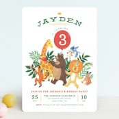 "Animal Safari" - Children's Birthday Party Invitations in Pumpkin by Shannon Chen of Four Wet Feet Studio - Front