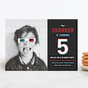 "Anaglyph 3D" - Children's Birthday Party Invitations in Obsidian by Felix Grapes - Front
