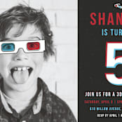 "Anaglyph 3D" - Children's Birthday Party Invitations in Obsidian by Felix Grapes - Detail