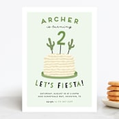 "Let's Fiesta" - Children's Birthday Party Invitations in Sage by Jen Banks - Front