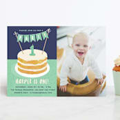 "Buttercream & Bunting" - Children's Birthday Party Invitations in Mint by Kerry Doyle - Front