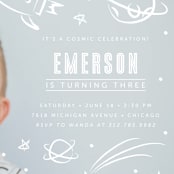 "Cosmic Doodles" - Children's Birthday Party Invitations in Ivory by Lehan Veenker - Detail
