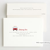 "Engine Number Five" - Children's Birthday Party Invitations in Cherry by Anna Elder - FREE Recipient Addressing