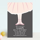 "Ballet Toes" - Children's Birthday Party Invitations in Mist by peetie design - Front
