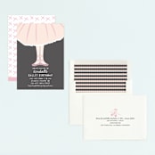 "Ballet Toes" - Children's Birthday Party Invitations in Mist by peetie design - Assembled