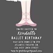 "Ballet Toes" - Children's Birthday Party Invitations in Mist by peetie design - Detail