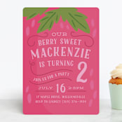 "Berry Sweet" - Children's Birthday Party Invitations in Strawberry by Laura Hankins - Front