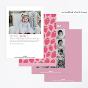 "Berry Sweet" - Children's Birthday Party Invitations in Strawberry by Laura Hankins - Back of Card Options