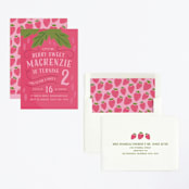"Berry Sweet" - Children's Birthday Party Invitations in Strawberry by Laura Hankins - Assembled
