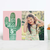 "Wild Cactus" - Children's Birthday Party Invitations in Blush by Baumbirdy - Front