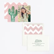 "Wild Cactus" - Children's Birthday Party Invitations in Blush by Baumbirdy - Assembled