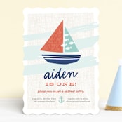 "Regatta Race" - Children's Birthday Party Invitations in Teal by Carolyn MacLaren - Front
