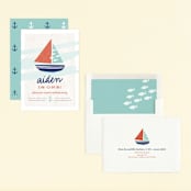 "Regatta Race" - Children's Birthday Party Invitations in Teal by Carolyn MacLaren - Assembled