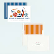 "Game Day" - Children's Birthday Party Invitations in Navy by Jessie Steury - Assembled