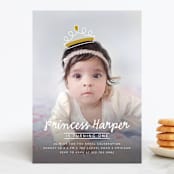 "Princess Crown Doodle" - Children's Birthday Party Invitations in Gold by Lehan Veenker - Front