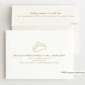 "Princess Crown Doodle" - Children's Birthday Party Invitations in Gold by Lehan Veenker - FREE Recipient Addressing