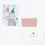 "Party Hippo" - Children's Birthday Party Invitations in Coral by Kanika Mathur - Assembled