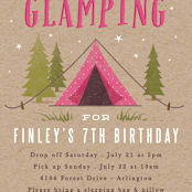 "Let's go glamping" - Children's Birthday Party Invitations in Fushcia by Karidy Walker - Detail