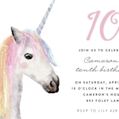 "rainbow unicorn" - Children's Birthday Party Invitations in Peony by Cass Loh - Detail