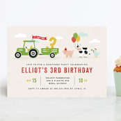 "Party Parade" - Children's Birthday Party Invitations in Cream by Michelle Taylor - Front