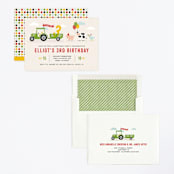 "Party Parade" - Children's Birthday Party Invitations in Cream by Michelle Taylor - Assembled