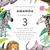 "Jungle Party" - Children's Birthday Party Invitations in Dragon Fruit by Cass Loh - Detail