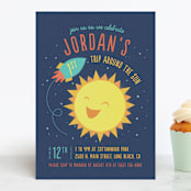 "Around the Sun" - Children's Birthday Party Invitations in Midnight by Cat Caudillo - Front