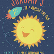 "Around the Sun" - Children's Birthday Party Invitations in Midnight by Cat Caudillo - Detail