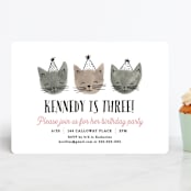 "Three Little Kittens" - Children's Birthday Party Invitations in Blush by Olivia Raufman - Front