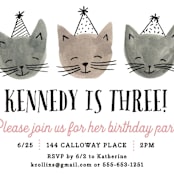 "Three Little Kittens" - Children's Birthday Party Invitations in Blush by Olivia Raufman - Detail