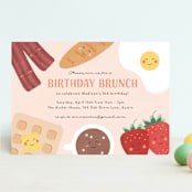 "Whole Brunch" - Children's Birthday Party Invitations in Strawberry Yogurt by Erica Krystek - Front