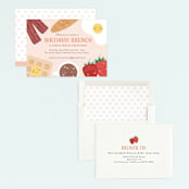 "Whole Brunch" - Children's Birthday Party Invitations in Strawberry Yogurt by Erica Krystek - Assembled