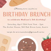 "Whole Brunch" - Children's Birthday Party Invitations in Strawberry Yogurt by Erica Krystek - Detail