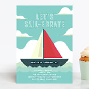 "Sail-ebrate" - Children's Birthday Party Invitations in Lagoon by Jessica Voong - Front