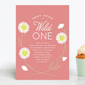 "Daisy Smiles" - Children's Birthday Party Invitations in Petal by Baumbirdy - Front