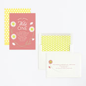 "Daisy Smiles" - Children's Birthday Party Invitations in Petal by Baumbirdy - Assembled
