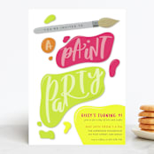 "Let's Get Creative!" - Children's Birthday Party Invitations in Highlighter by Olivia Goree - Front