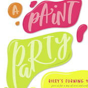 "Let's Get Creative!" - Children's Birthday Party Invitations in Highlighter by Olivia Goree - Detail