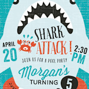 "Shark Attack Pool Party" - Children's Birthday Party Invitations in Pool by iamtanya - Detail