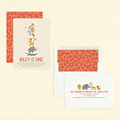"Animal Stack" - Children's Birthday Party Invitations in Peach by Jessie Steury - Assembled