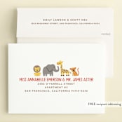 "Animal Stack" - Children's Birthday Party Invitations in Peach by Jessie Steury - FREE Recipient Addressing