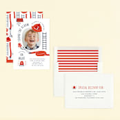 "Little Fire Fighter" - Children's Birthday Party Invitations in Firetruck by Corinne Malesic - Assembled