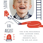 "Little Fire Fighter" - Children's Birthday Party Invitations in Firetruck by Corinne Malesic - Detail
