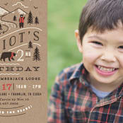 "Lumber Bears" - Children's Birthday Party Invitations in Kraft by Jennifer Wick - Detail